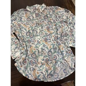 Anthropologie Pilcro Romy Relaxed Womens Button Down Shirt Size 2XL